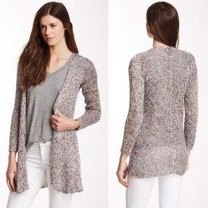 Love Stitch Two Tone Crochet Knit Cardigan Grey